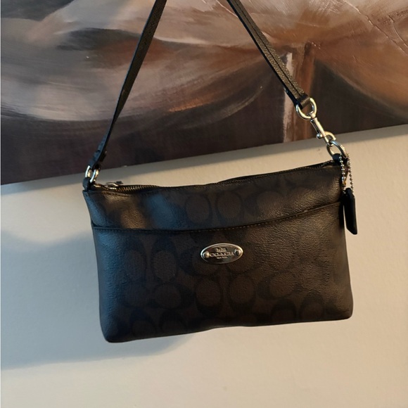 Coach Handbags - Coach Black Signature Crossbody Wristlet